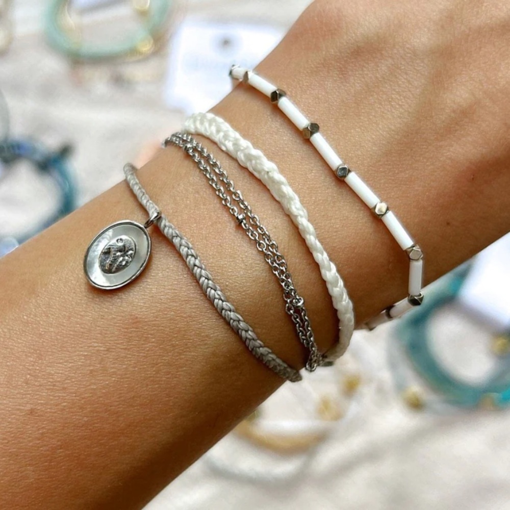 Pura Vida bracelet set of 3 Silver Frost NWT
